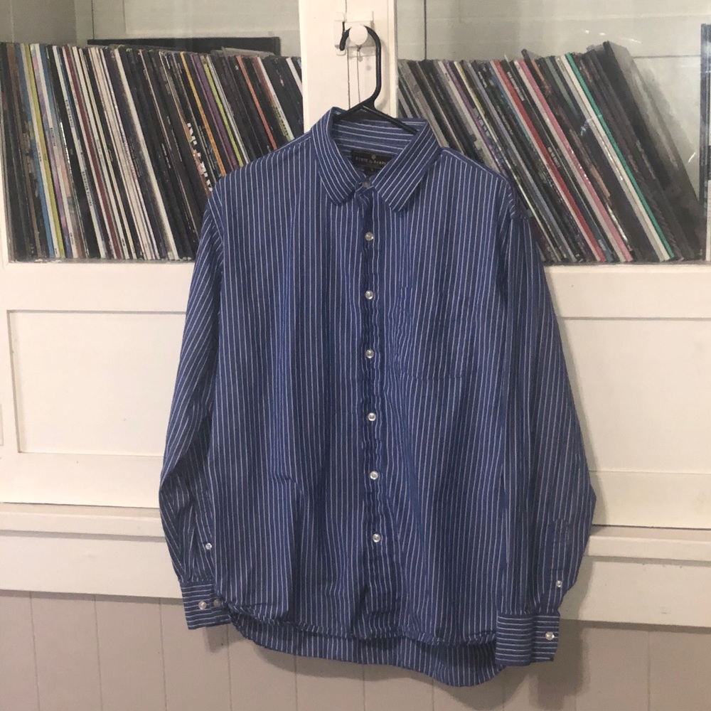 Blue with white stripes men’s dress shirt